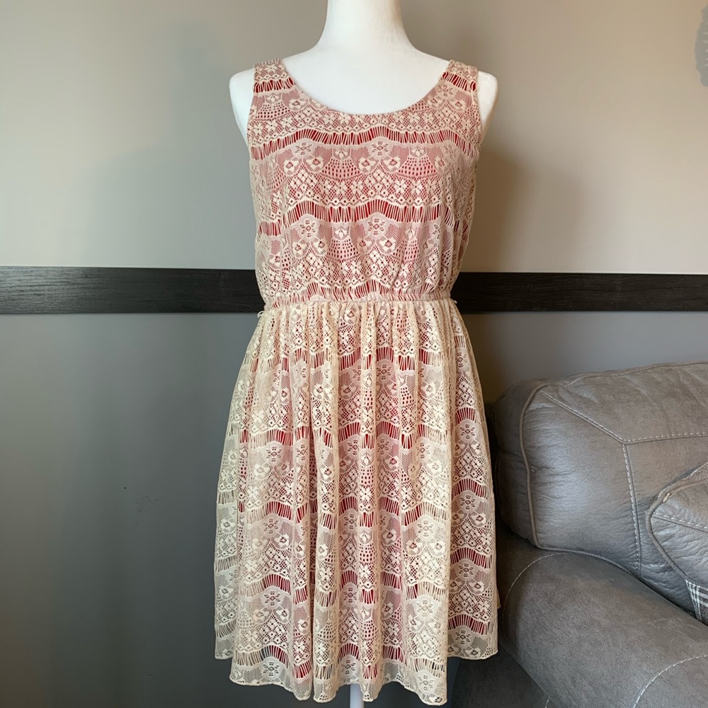 MAURICES crochet lace fit flare elastic waist - Picture 1 of 12